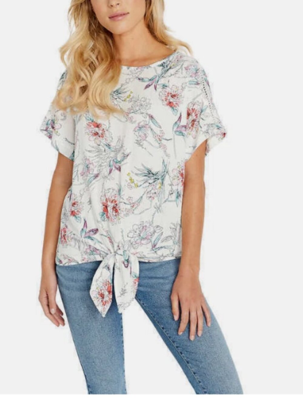 Buffalo Ladies' Tie Front Top, White, Small